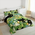 thumbnail image 3 of Manfei Cute Cat Bedding Comforter Set,Rustic Flower Floral Twin Comforter Sets,Black Green White Bedding Set For Girls Kids,Ultra Soft Home Decor Reversible,2pcs, 3 of 8