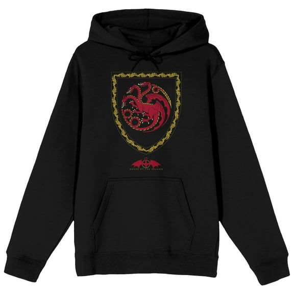 House of the Dragon Red Dragon Crest Men's Black Hoodie-Medium