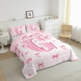 thumbnail image 3 of jejeloiu Personalized Gifts Bowtie Full Size Comforter Sets,Letter G Bedding Comforter Set,Pink Bow Bowknot Bedding Sets,Lightweight Room Decoration Reversible,3-Piece, 3 of 8
