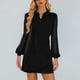 thumbnail image 3 of Vestido Largo con Mangas Largas Vestido de Cuello Redondo de Manga Larga de Color Sólido de la Moda de las Mujeres con Poliéster Suave, Vestido Informal Transpirable para la Primavera Diaria, 3 of 7