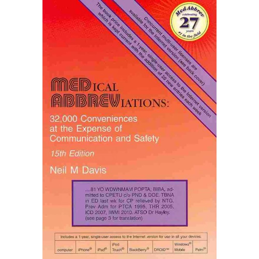Medical Abbreviations 32,000 Conveniences at the Expense of Communication and Safety Walmart
