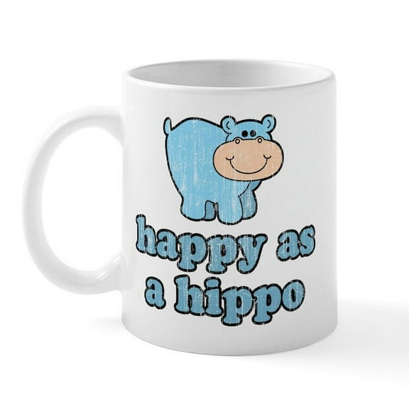CafePress - Happy As A Hippo Mug - 11 oz Ceramic Mug - Novelty Coffee Tea Cup
