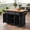 Black, variant on Homy Casa Rolling Kitchen Island Cart with 3 Drawers, 4-Door Storage Cabinet, Side Rack & Wheels, Black/Natural, for Kitchen, Dining Room, Coffee Bar