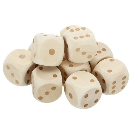 Uxcell 20mm Wooden Dice, 10Pcs Numbers 1-6 Cube Dice with Round Corner