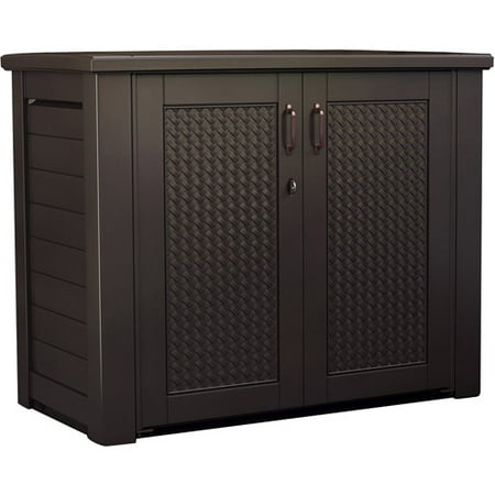 Rubbermaid Basketweave Patio Cabinet, Dark Teak