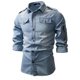 thumbnail image 2 of Mens Casual Denim Shirt Long Sleeve Blue Shirts, 2 of 5