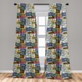 thumbnail image 5 of Ambesonne Retro Curtains, Vintage Travel Plate, Pair of 28"x63", Green Blue Yellow, 5 of 5