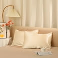 thumbnail image 6 of Unique Bargains Envelope Closure Breathable and Soft Satin Pillowcase (2 Count) Gold Queen, 6 of 6