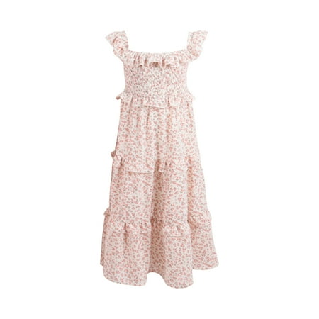 

Fesfesfes Parent-child Spring Dress Flower Print Beach Boho Women Dress Mother-daughter Mommy And Me Matching Girls Dresses