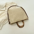thumbnail image 5 of Women Straw Woven Handbag with Bamboo Handle Tote Clutch Bags for Seaside(Beige) Shoulder Bags for Women, 5 of 10