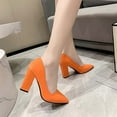 thumbnail image 5 of hopeusnice Womens Heeled Pumps Classic Pointed Toe Chunky High Heels Work Shoes Dress Pumps Comfortable Wedding Evening Party Shoes Orange 38, 5 of 5