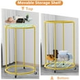 thumbnail image 3 of Nefoso Clothing Garment Rack,Round Clothes Rack with 4 Universal Wheels and Shelf Standard Rolling Clothes Organizer(Gold), 3 of 9