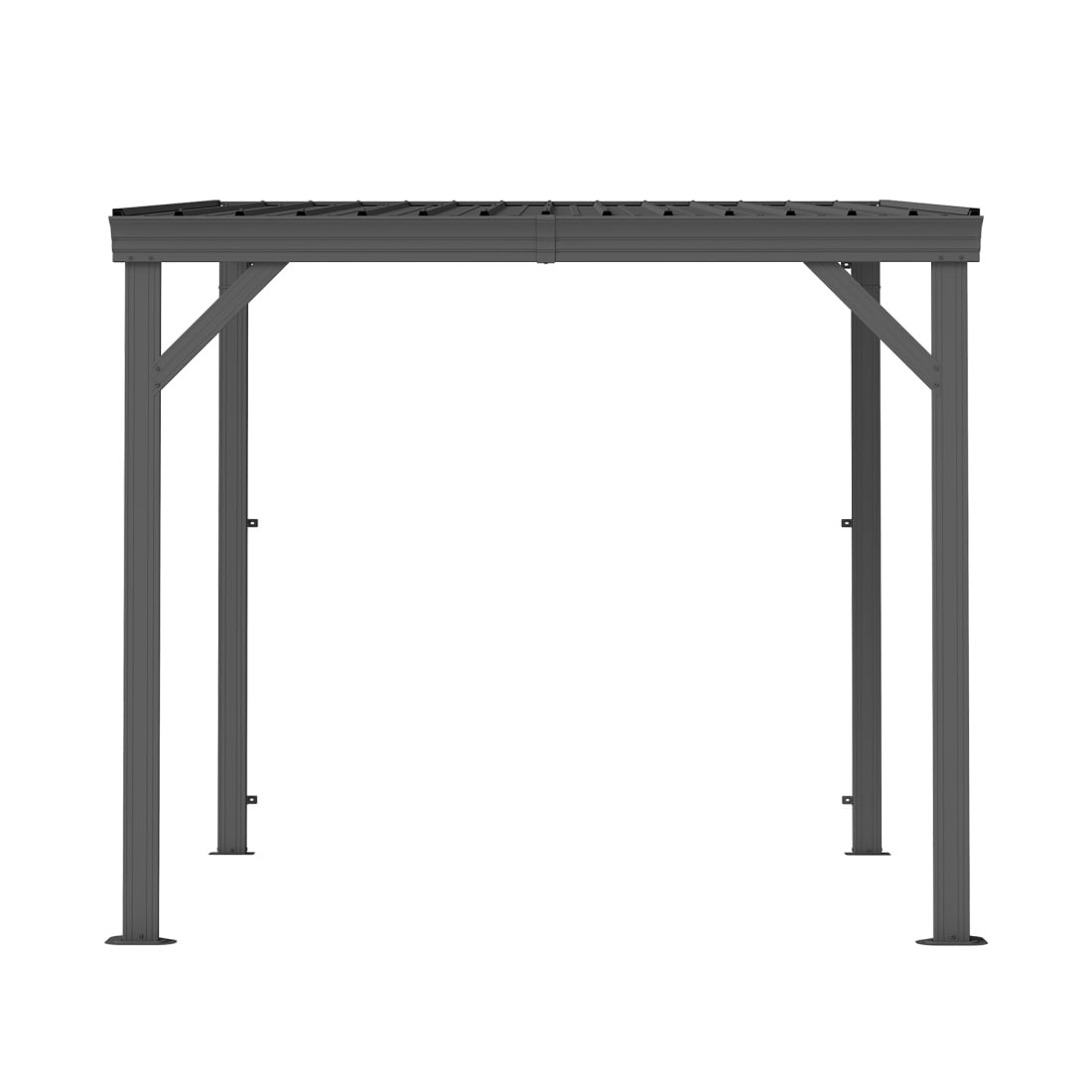 8'x 8' Lean to Gazebo with Drainage System, Wall Mounted Gazebo Pergola with Sloped Roof, Hard Top Heavy Duty Awnings for Backyard, Deck, Patio