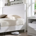 thumbnail image 6 of Aitjunz Modern King Size Bed Frame with 50" Tall Headboard and 3 Storage Drawers, Wood Platform Bed with Curved Design, No Box Spring Needed, White, 6 of 8