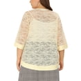 thumbnail image 3 of MODA NOVA Juniors Plus Size Cardigan Bolero Summer Lace Panel Sheer Loose Shrug, 3 of 6