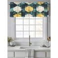 thumbnail image 4 of Teal Yellow Rhombus Curtain Valances for Windows, Geometric Abstract Art Kitchen Valance Window Treatment, Light Filtering Block Curtains for Bathroom/Bedroom/Living Room 60'' x 18'', 4 of 9