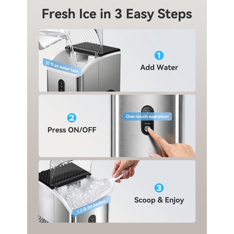 Goosiay Stainless Steel Nugget Ice Maker, 33 lbs Per Day photo 2