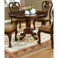 thumbnail image 4 of Formal Traditional Antique Dining Room Furniture 5 Pieces Set Classic Round Dining Table and Padded Seat Dining Chairs, 4 of 6