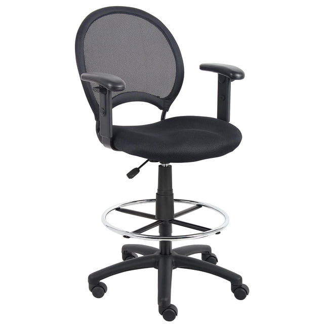 Boss Office Chaise de Dessin en Tissu avec Dossier en Maille et Accoudoirs Réglables en Noir