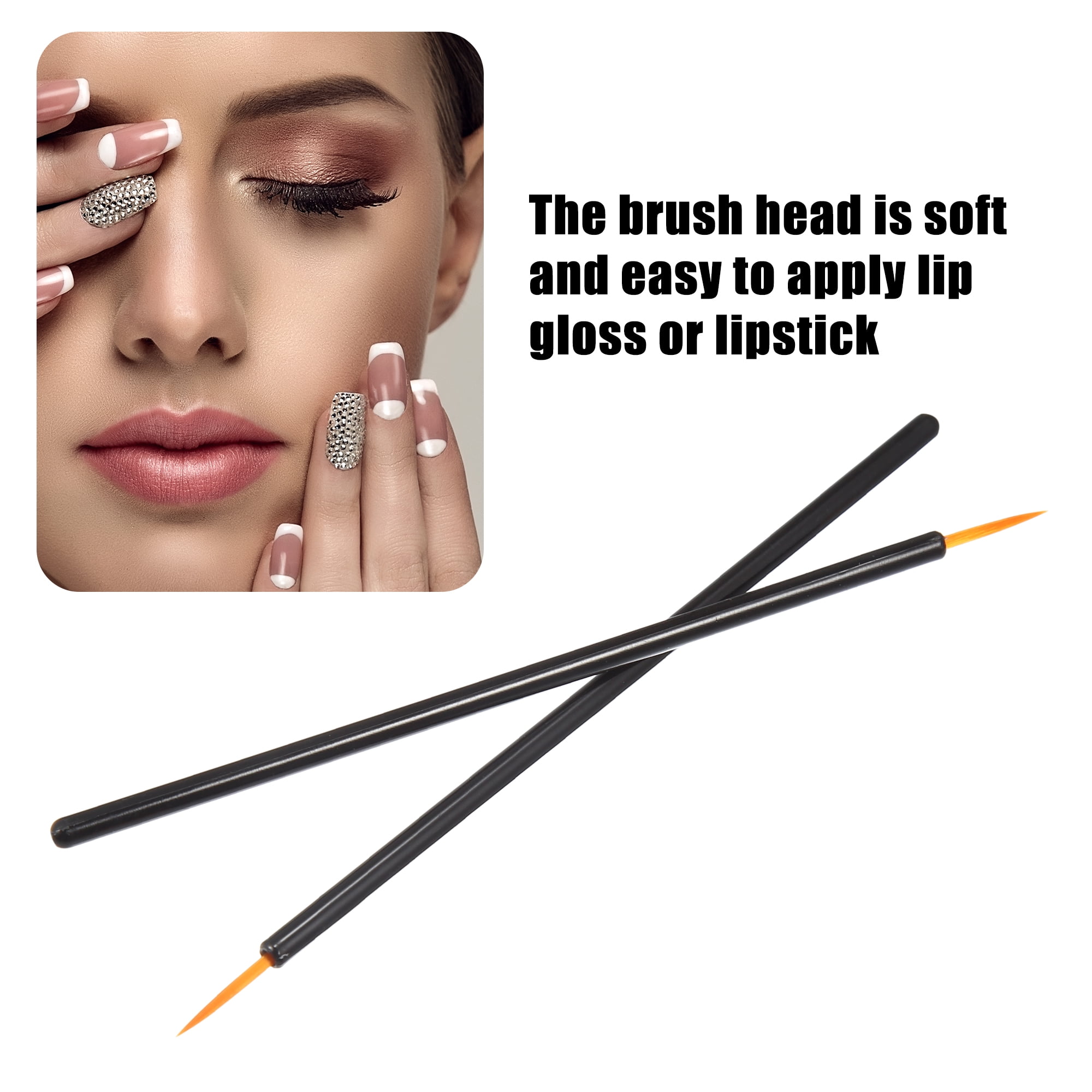 Unique Bargains 50 Pcs Eyeliner Brushes Applicators with Cover Eyeliner Brushes Black
