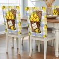 thumbnail image 2 of LEMON Chair Covers Set of 2 Summer Watercolor Fruit Basket Blue Yellow Plaid Chair Back Covers Stretch Removable Washable Slipcovers Protector for Dining Room Kitchen Party Decor, 2 of 9