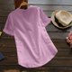 thumbnail image 4 of Fiudx Liquidación de Ahorros de Verano Camisa con Botones de Lino y Algodón de Imitación con Cuello En V y Manga Corta de Color Liso para Mujer Top/Camisa de Manga Corta con Cuello En V, 4 of 4