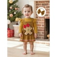 thumbnail image 4 of BemeyourBBs Newborn Baby Girl Christmas Outfit Rib Knit Romper Gingerbread Man Suspender Overall Dress Headband Cute Clothes Set, 4 of 9
