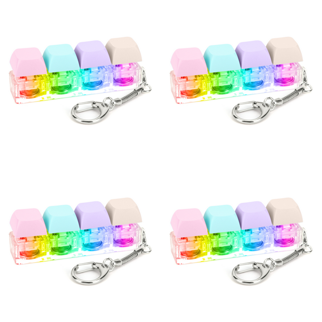 Teclado Fidget Llavero 4 Teclas Descompresión Con LED (Colo C) Rojo