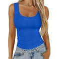 thumbnail image 2 of Ladybranch Women Sexy Sleeveless Tank Tops Spaghetti Strap Ribbed Casual Workout Tees(XX-Large, Blue), 2 of 6