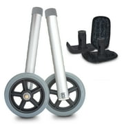 6PCS Top Glides Universal Walker 5 Inch Wheel Conversion Kit with FlexFit Walker Ski Glides (Black)