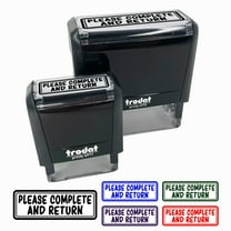 Please Complete and Return Double Border Self-Inking Rubber Stamp Ink Stamper for Business Office - Black Ink - Small 1-1/2 Inch