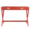 thumbnail image 2 of Weston Home Wood X-Base Campaign Writing Desk with Drawers, Samba Red, 2 of 6