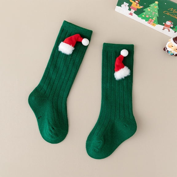 DAETIROS Kids Kids Kids Unisex Cotton Knee High Socks Mint Green Christmas Bows Holiday Novelty Socks for Boys Girls,Size M