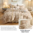 thumbnail image 5 of Faux Fur Duvet Cover Set, Soft Tie Dye Plush Fuzzy Duvet Cover(1 Print Shaggy Comforter Cover+2 Furry Pillowcases)Bedding Set, Zipper Closure(King, Beige), 5 of 6