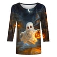 thumbnail image 5 of CLOISE Halloween Shirts for Women Trendy Halloween Pumpkin Ghost Print Tees 3/4 Sleeve Round Neck Tops Basic Casual Comfy Shirts Boo Season Clothes Halloween Gift, 5 of 5