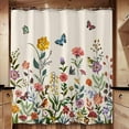 thumbnail image 5 of Vintage Floral Shower Curtain, Retro Pretty Colorful Butterfly Birds Flower Fabric Decorative Shower Curtains with 12 Hooks for Bathroom Beige 72 ×72 Inch, 5 of 6