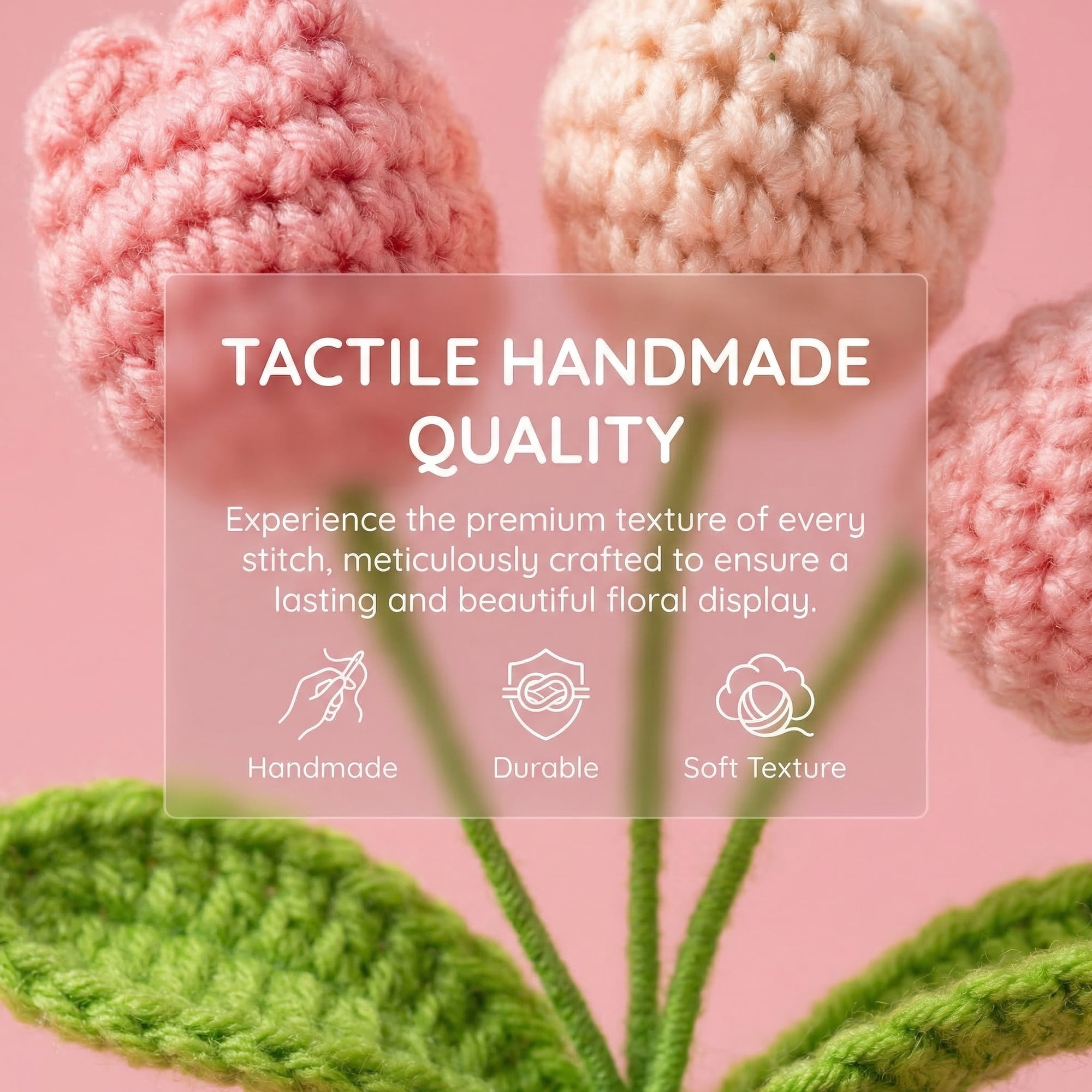 Unique Bargains 2Pcs Handmade Crochet Puffy Tulip Knitted Potted Plant Pink Purple 4.3in