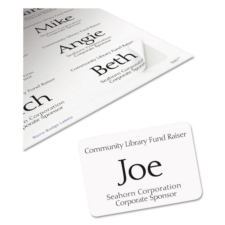 Avery Flexible Name Badge Labels 2 13 x 3 38 White With Blue