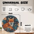 thumbnail image 2 of PU Leather Coasters for Drinks Bar Beer,Set of 6 with Holder,Round Housewarming Gift,Red Fox Surrounded By Orange And Teal Flowers, 2 of 4