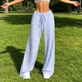 thumbnail image 4 of Lenpel Womens Plaid Pants Casual Loose Lightweight Drawstring Elastic Waist Trousers Comfy Wide Leg Lounge Pants, 4 of 7