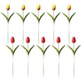 thumbnail image 1 of Ramo de arreglo de flores artificiales de tacto Real de tulipanes falsos de PU para decoración de boda en el hogar, oficina, 10 Uds., 1 of 5