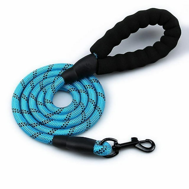 Correa resistente para perros de 1,5 m con cómodo mango acolchado e hilos altamente reflectantes (negro)