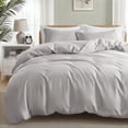 thumbnail image 2 of Exclusivo Mezcla King Bedding Duvet Cover Set, 3 Pieces Lightweight Comforter Cover with Pillow Shams (Light Grey), 2 of 8