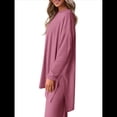thumbnail image 2 of Conjuntos de Dos Piezas para Mujer, Camisetas de Larga A Juego, Pantalones Anchos y Chándales, Ropa de Otoño. Rosa L, 2 of 10