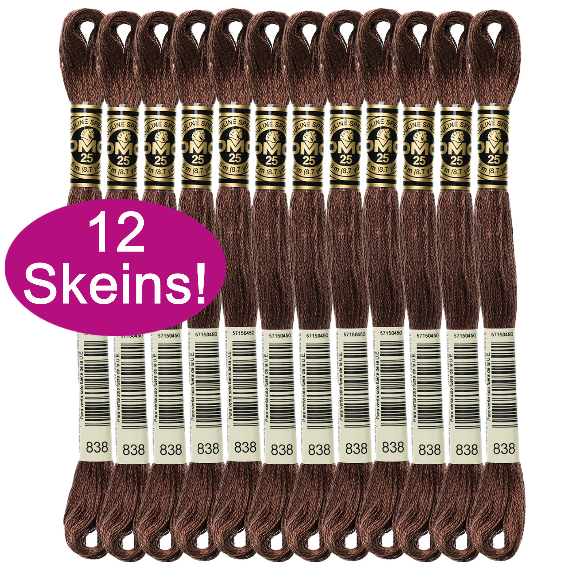 DMC Embroidery Floss Very Dark Beige Brown 117838, 6 Strand Cotton