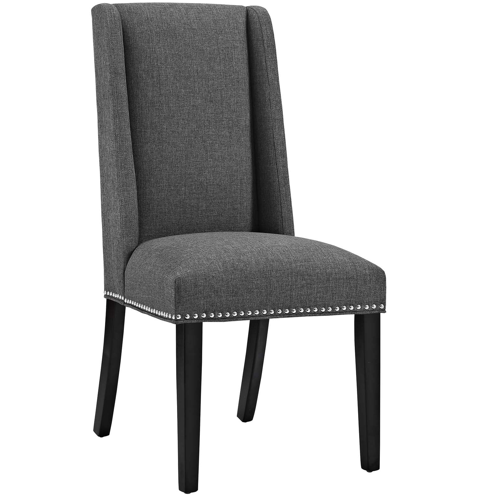 Elegant Gray Upholstered Parsons Side Chair with Nailhead Trim