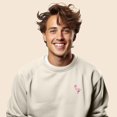 thumbnail image 4 of Dalix Flamingo Embroidered Fleece Crewneck Long Sleeve Sweatshirt Mens in Natural 2XL XX-Large, 4 of 5