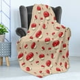 thumbnail image 4 of Mushroom Soft Flannel Fleece Throw Blanket, Amanita Toxic Mushroom Illustration Spotted Summer Season Woodland Forest, Cozy Plush for Indoor and Outdoor Use, 70" x 90", Ivory Red Tan, by Ambesonne, 4 of 5