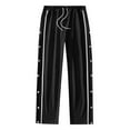 thumbnail image 6 of DHFJKG Women's Side Striped Buttons Pants Wide Leg Casual Pants With Pockets And Drawstring For Exercise Cozy Trousers, 6 of 7