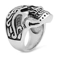 thumbnail image 2 of Stainless Steel Fanged Skull w/Tribal Details Ring, Size 12, 2 of 7